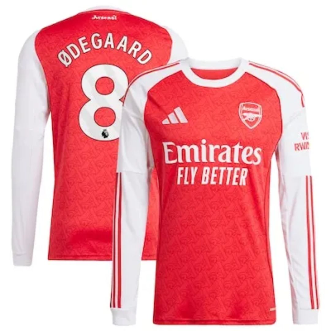 Arsenal Gunners 2024/25 Ødegaard #8 Long Sleeve Home Jersey Shirt