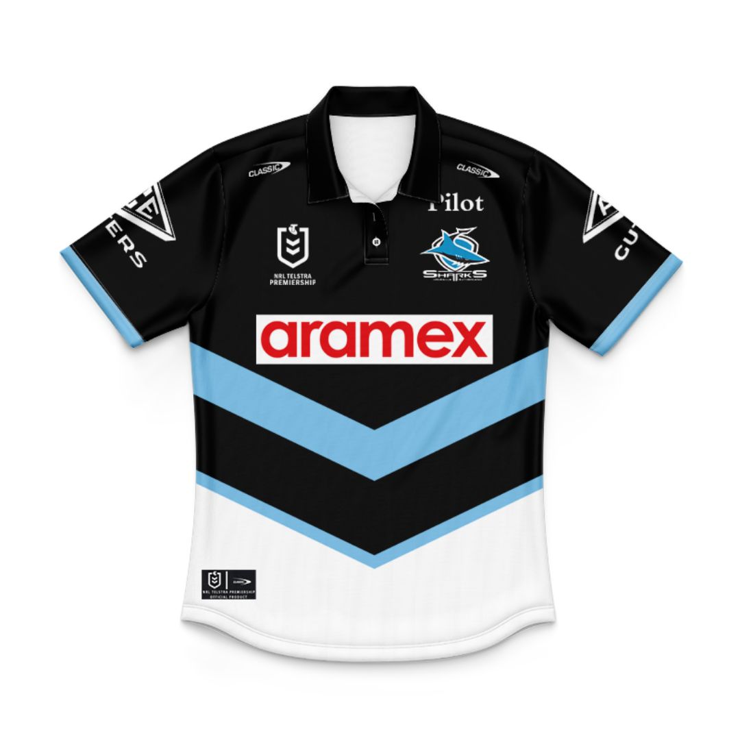 Cronulla Sutherland Sharks 2025 Kids Away Polo Shirt