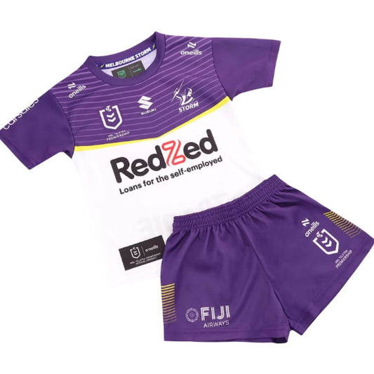 Melbourne Storm 2025 Kids Away Jersey and Shorts Kit