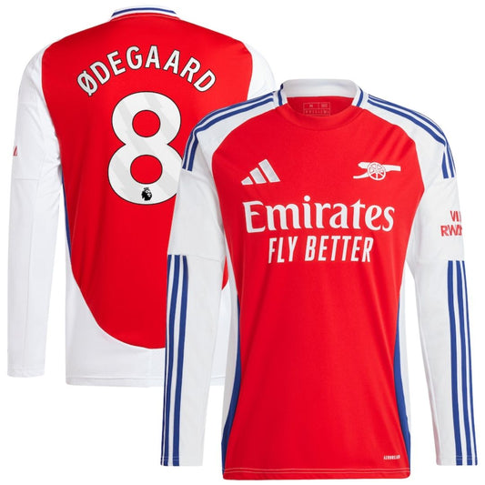 Arsenal Gunners 2024/25 Ødegaard #8 Long Sleeve Home Jersey Shirt