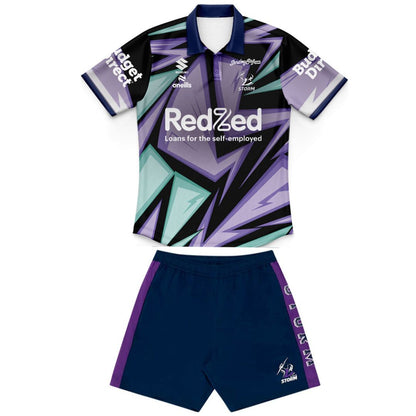 Melbourne Storm 2026 Kids Captains Run Polo Shirt & Shorts Kit