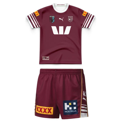 Queensland Maroons 2026 State Of Origin Kids Jersey and Shorts Kit