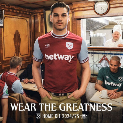 West Ham United 2024/25 Home Jersey Shirt (Add Your Own Name & Number)