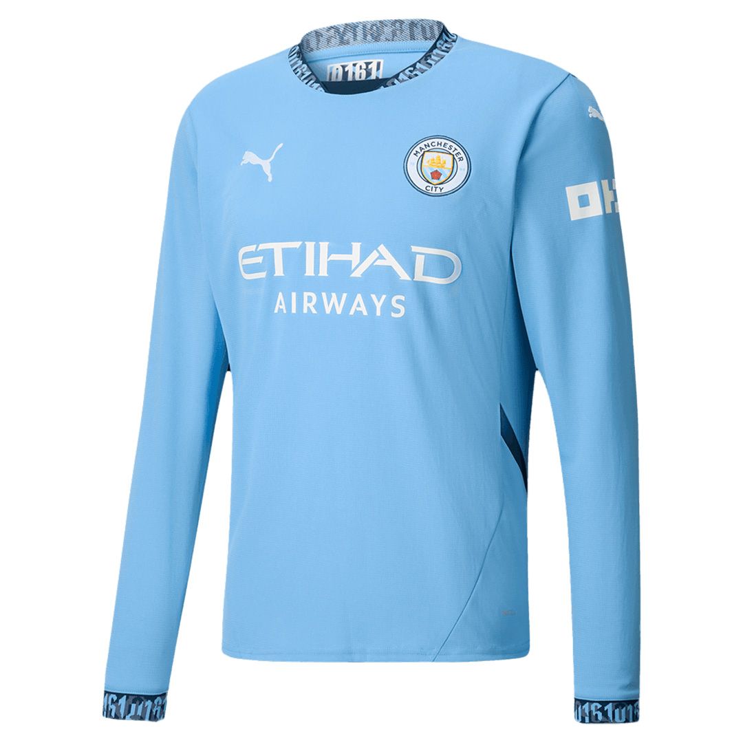 Manchester City 2024/25 Long Sleeve Home Jersey Shirt (Add Your Own Name & Number)
