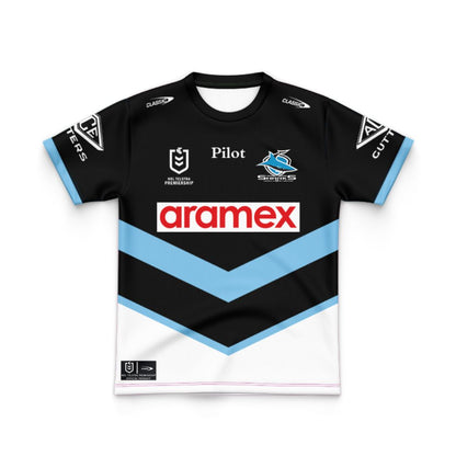 Cronulla Sutherland Sharks 2025 Kids Away Jersey and Shorts Kit