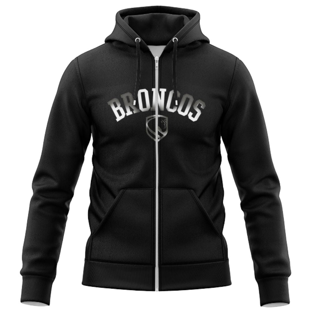 Broncos Black Hoodie with Zipper