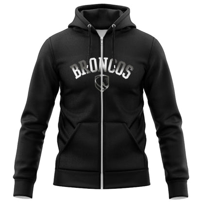 Broncos Black Hoodie with Zipper