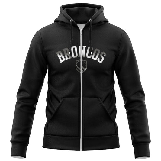 Broncos Black Hoodie with Zipper