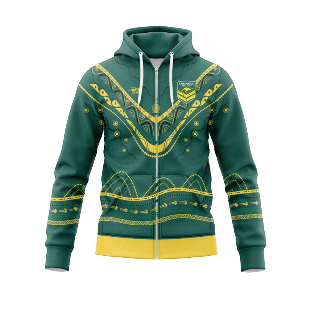 Australia Kangaroos 2024 Indigenous Hoodie with Zipper
