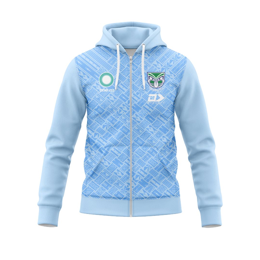 New Zealand Warriors 2025 Blue Pasifika Hoodie with Zipper