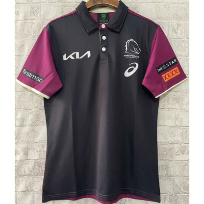 Brisbane Broncos Black Front Polo Shirt