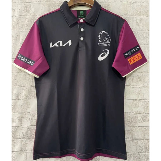Brisbane Broncos Black Front Polo Shirt