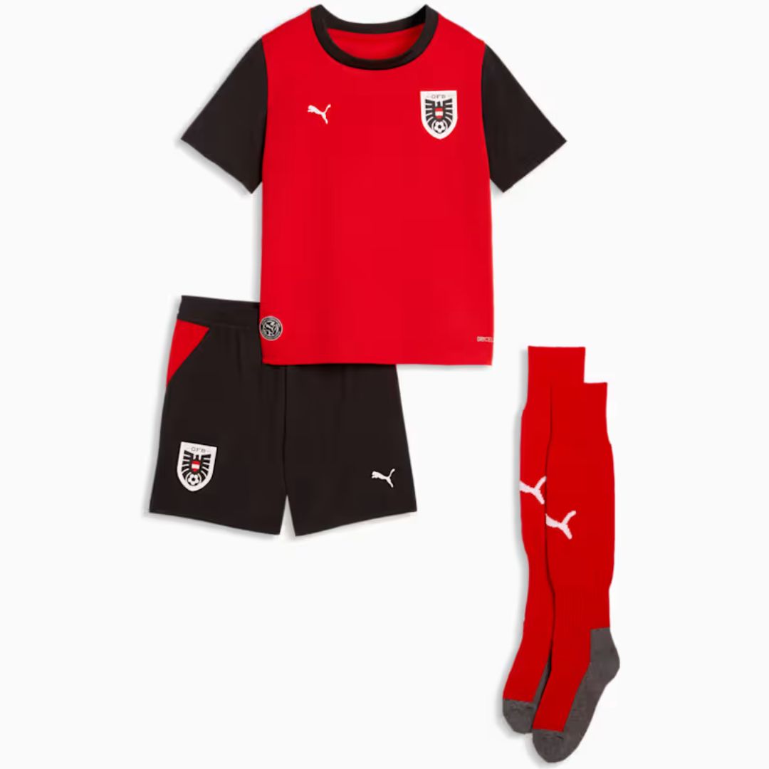 Austria 2026 Kids World Cup Home Jersey Shorts and Socks Kit