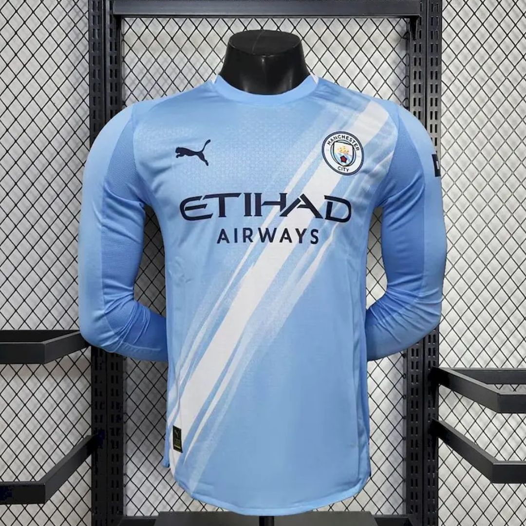 Manchester City 2025/26 Player's Edition Long Sleeve Home Jersey Shirt