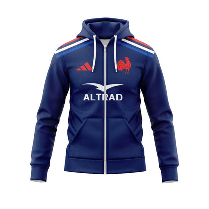 France Les Bleus 2024 Rugby Home Hoodie with Zipper