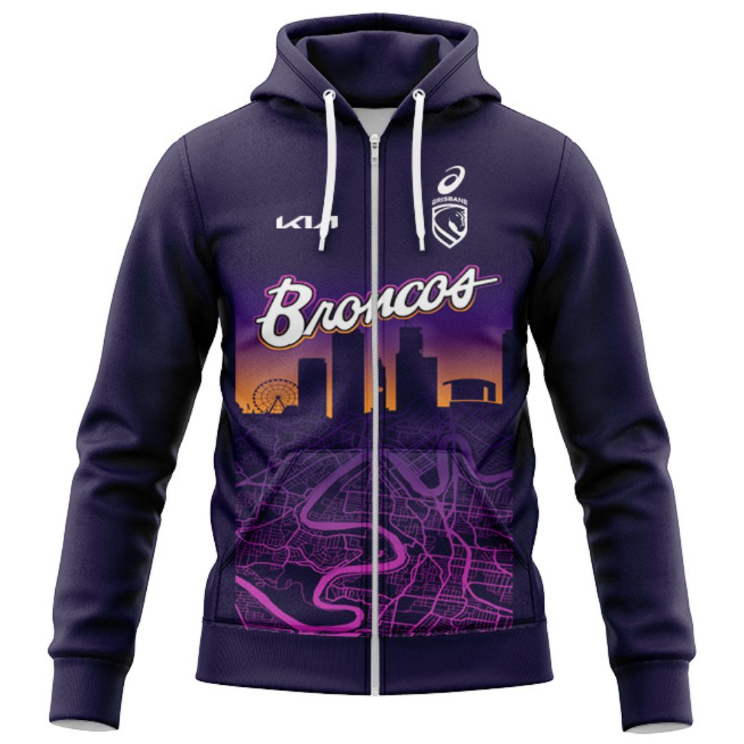 Brisbane Broncos 2026 Run Out Hoodie with Zipper