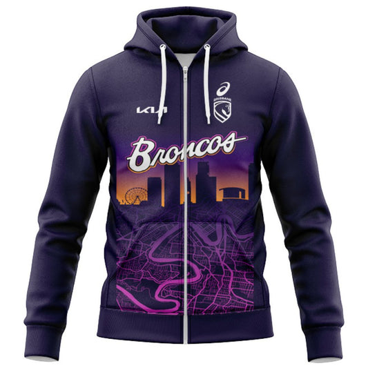 Brisbane Broncos 2026 Run Out Hoodie with Zipper