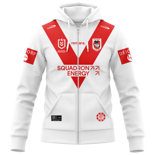 St George Illawarra Dragons 2026 White Training Hoodie with Zipper