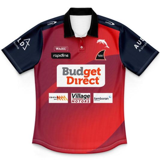 Redcliffe Dolphins 2026 Kids Red Training Polo Shirt