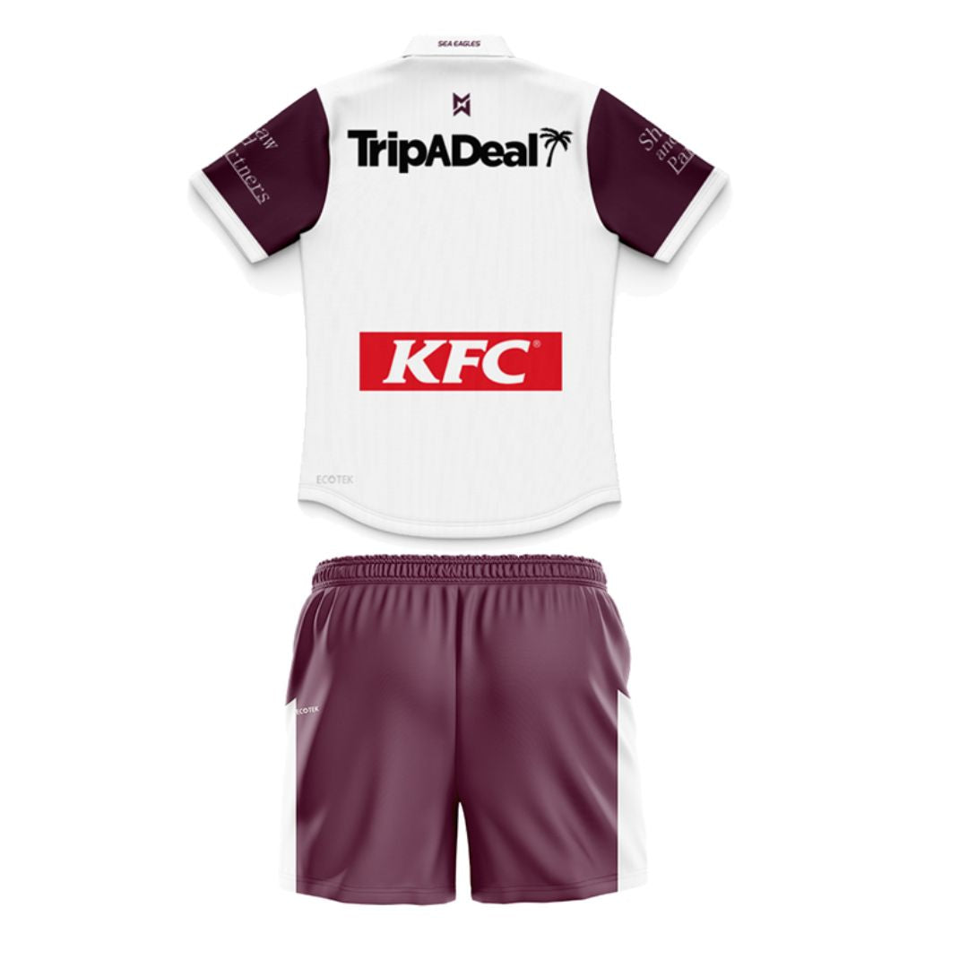 Manly Warringah Sea Eagles 2025 Kids Away Polo Shirt and Shorts Kit