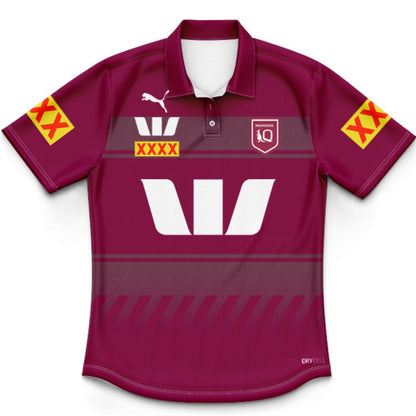 Queensland Maroons 2025 State Of Origin Kids Training Polo Shirt