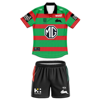 South Sydney Rabbitohs 2025 Kids Home Polo Shirt and Shorts Kit