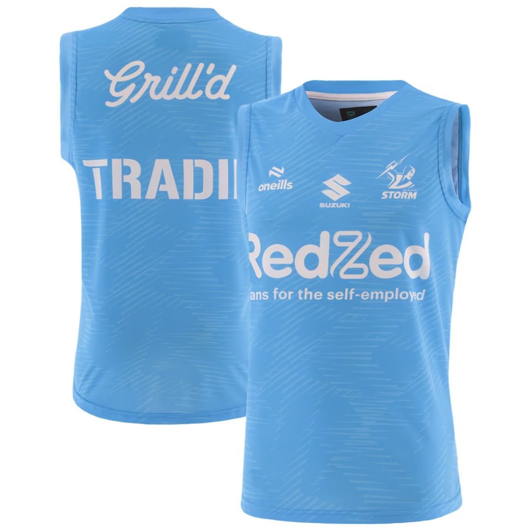Melbourne Storm 2025 Light Blue Training Singlet