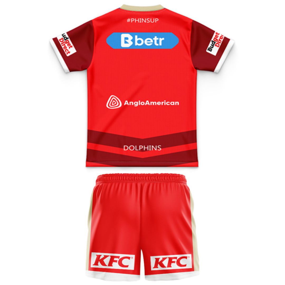 Redcliffe Dolphins 2025 Kids Home Jersey and Shorts Kit