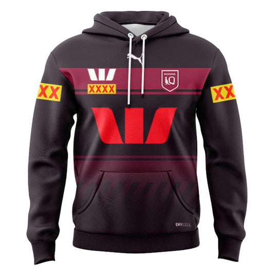 Queensland Maroons 2025 State Of Origin Black Training Hoodie