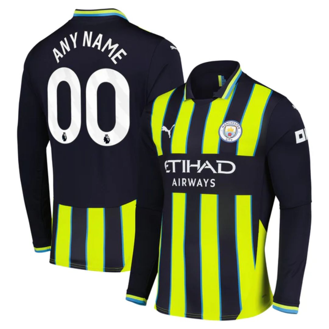 Manchester City 2024/25 Long Sleeve Away Jersey Shirt (Add Your Own Name & Number)