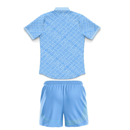 New Zealand Warriors 2025 Kids Blue Pasifika Polo Shirt and Shorts Kit