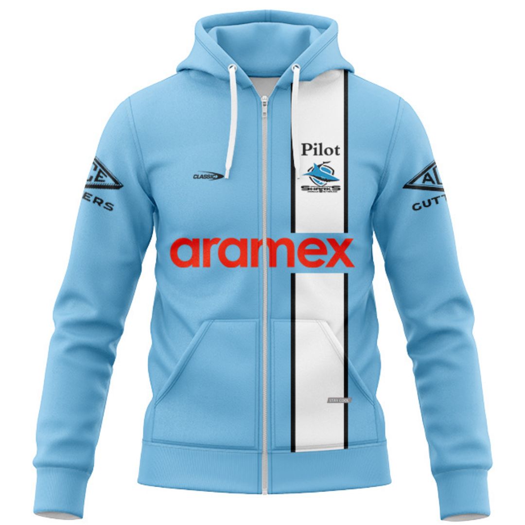 Cronulla Sutherland Sharks 2026 Sky Blue Training Hoodie with Zipper