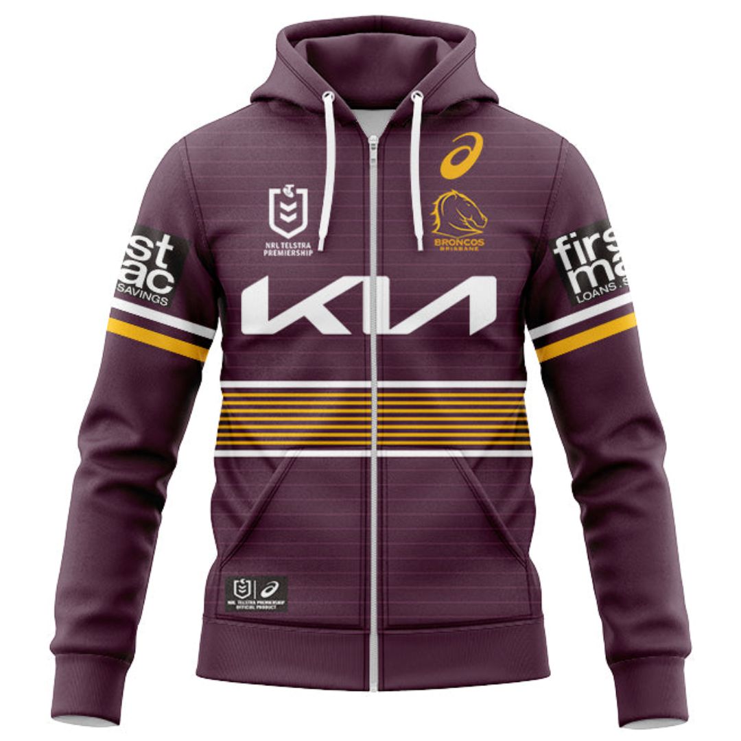 Brisbane Broncos 2022 Home Hoodie with Zipper