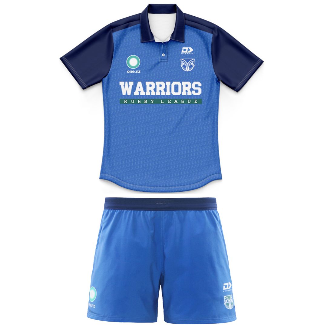 New Zealand Warriors 2026 Kids Coaches Polo Shirt and Shorts Kit