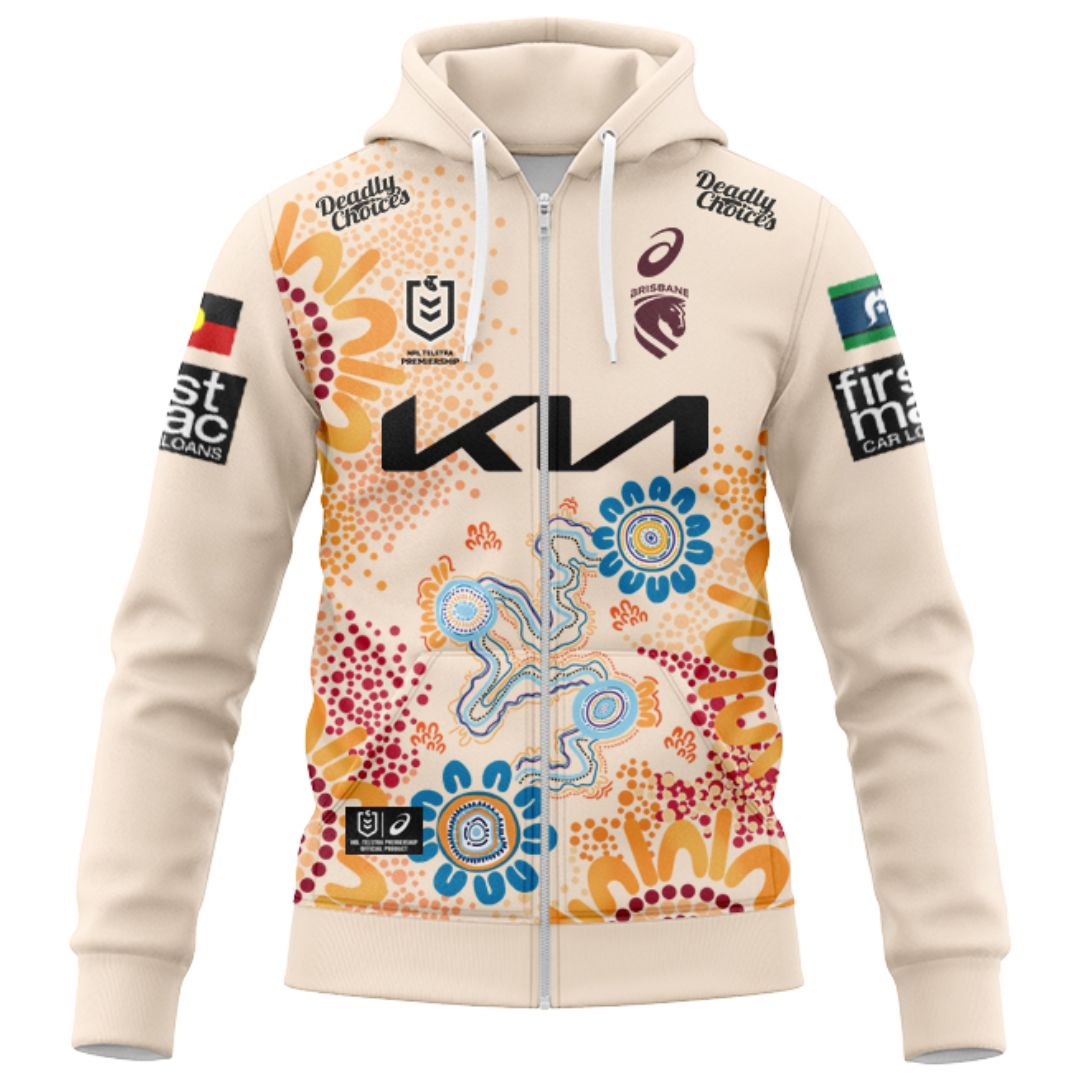 Brisbane Broncos 2026 Indigenous Hoodie with Zipper