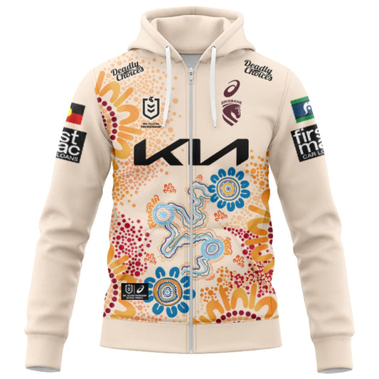 Brisbane Broncos 2026 Indigenous Hoodie with Zipper