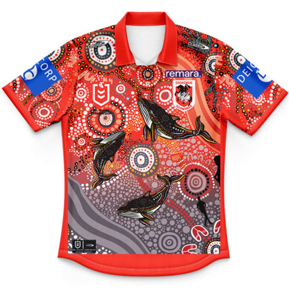 St George Illawarra Dragons 2026 Kids Indigenous Polo Shirt