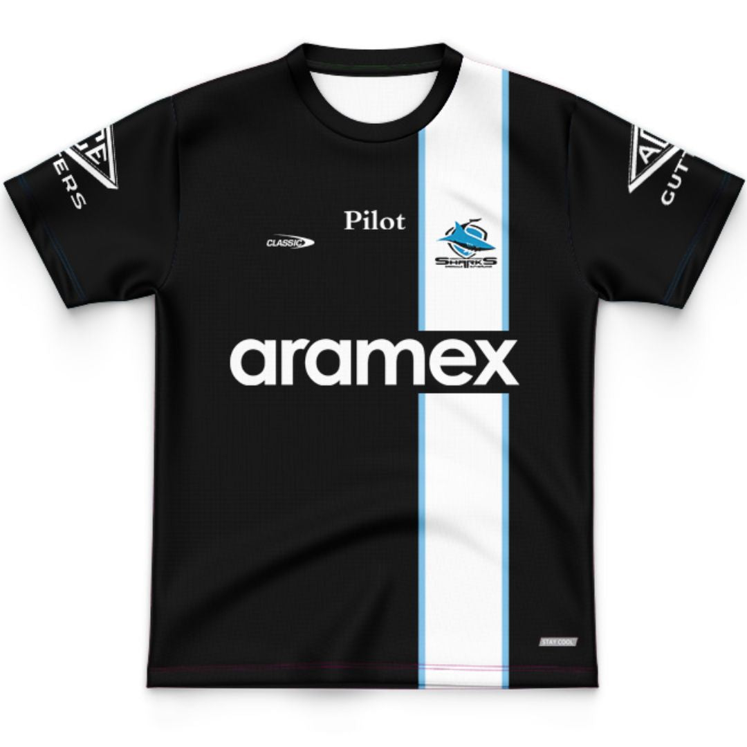 Cronulla Sutherland Sharks 2026 Kids Black and White Training Jersey