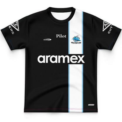 Cronulla Sutherland Sharks 2026 Kids Black and White Training Jersey