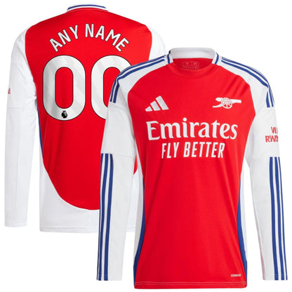 Arsenal Gunners 2024/25 Long Sleeve Home Jersey Shirt (Add Your Own Name & Number)