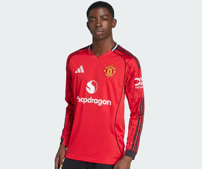 Manchester United 2025/26 Long Sleeve Player's Edition Home Jersey Shirt