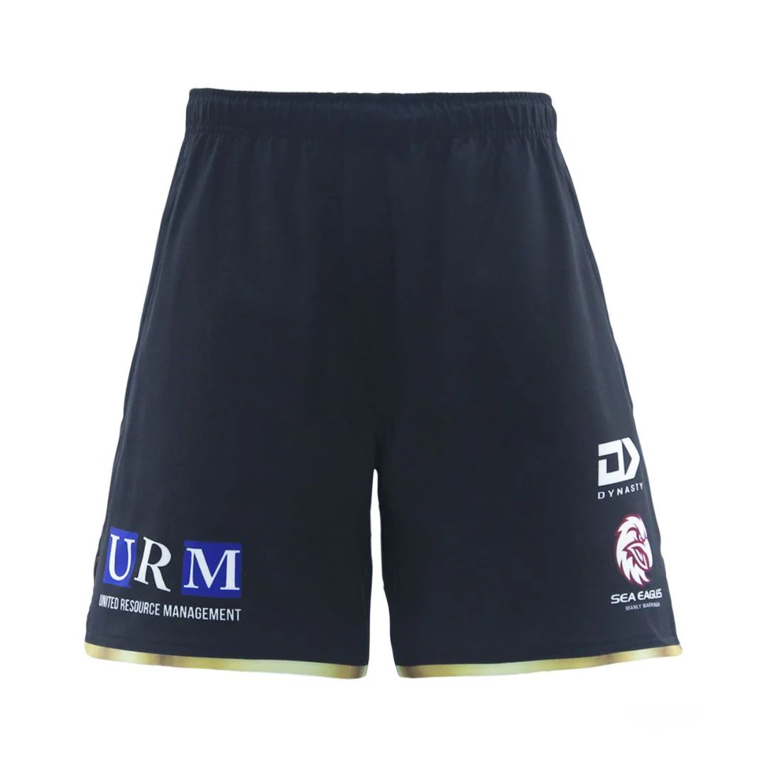 Manly Warringah Sea Eagles 2025 Long Black Gym Shorts