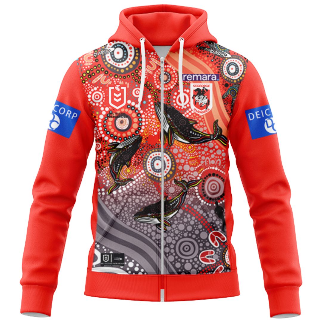 St George Illawarra Dragons 2026 Indigenous Hoodie with Zipper