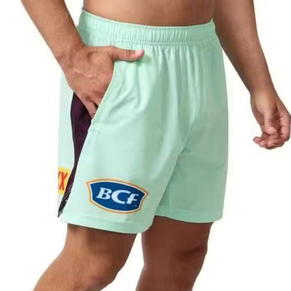 Brisbane Broncos 2025 Long Mint Green Training Gym Shorts