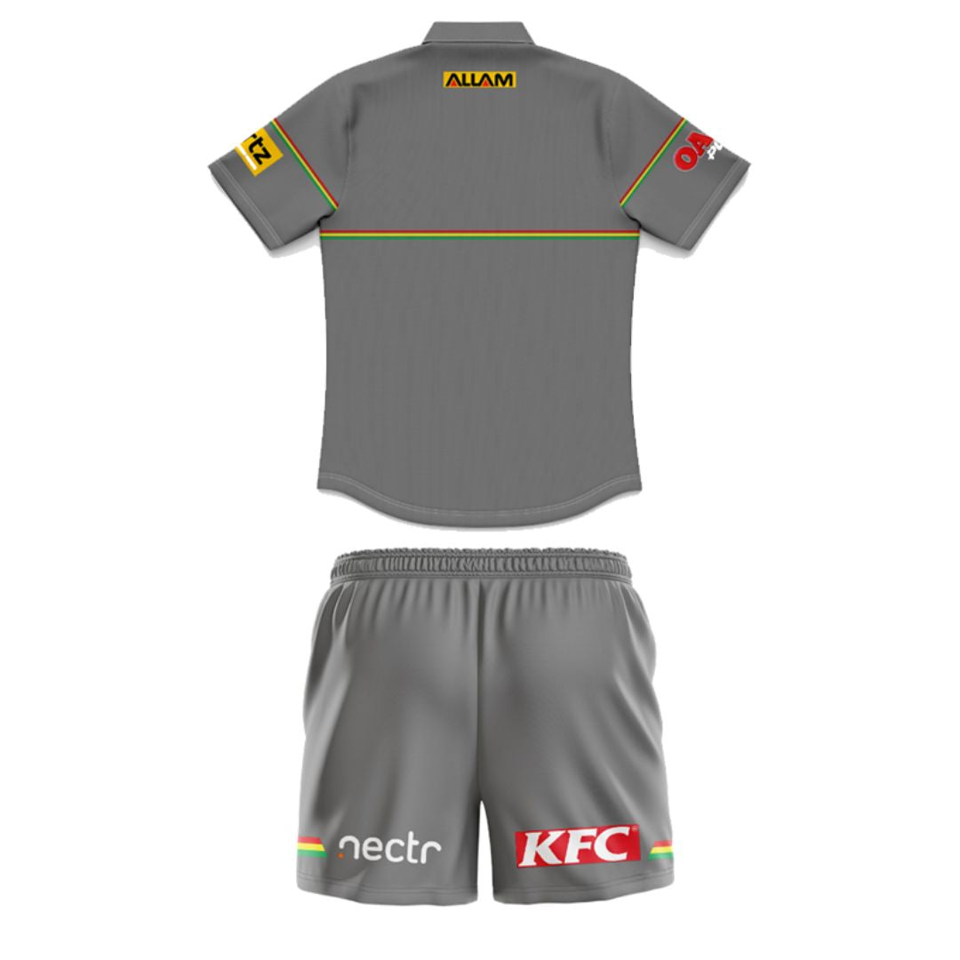 Penrith Panthers 2025 Kids Grey Media Polo Shirt and Shorts Kit