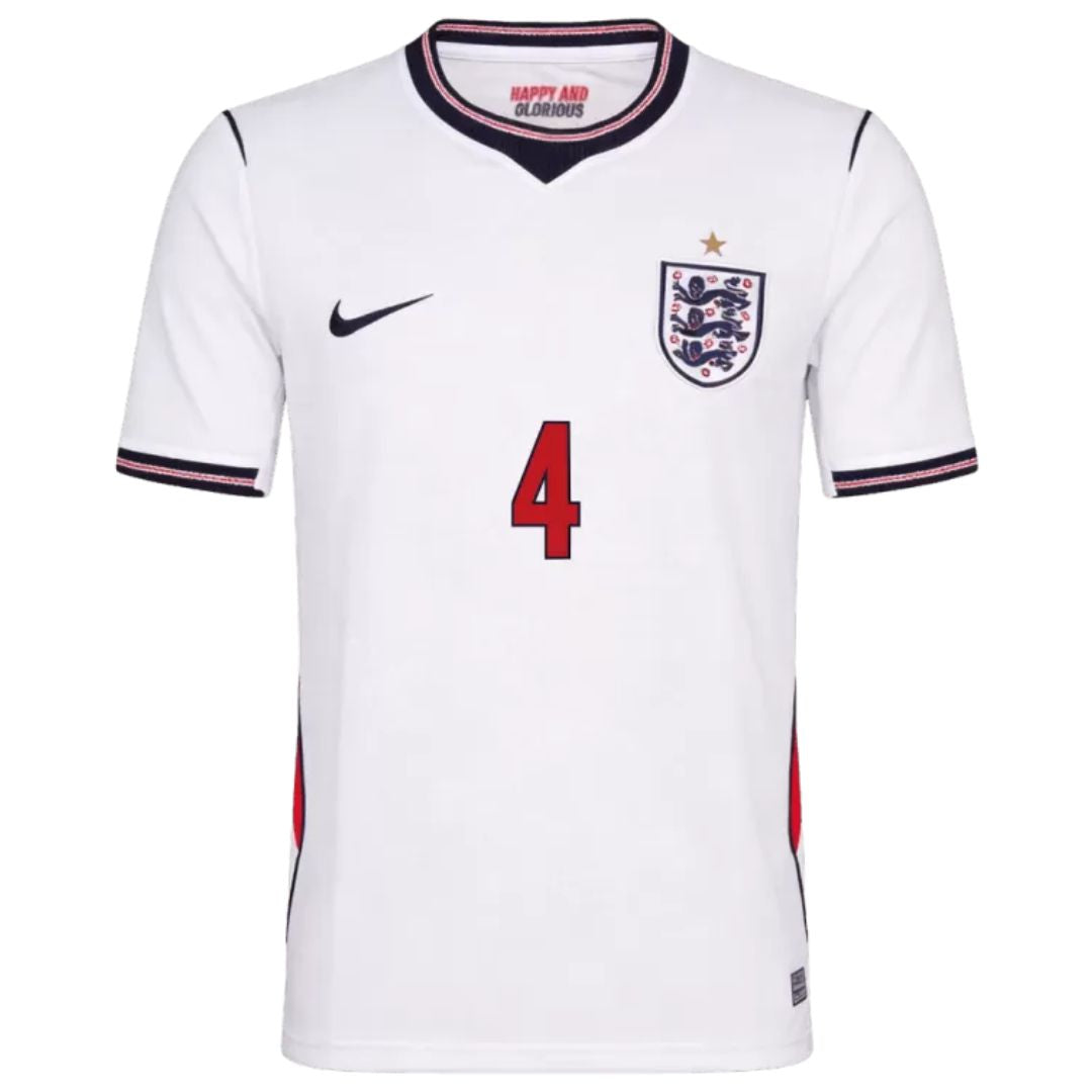 England Soccer 2026 World Cup Rice #4 Home Jersey Shirt