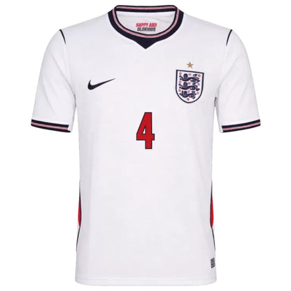 England Soccer 2026 World Cup Rice #4 Home Jersey Shirt