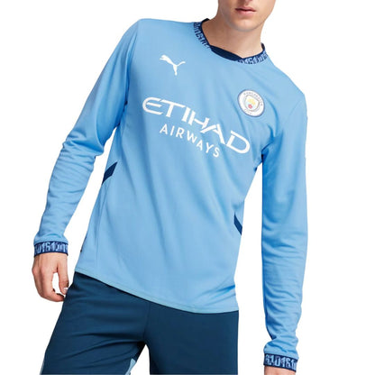 Manchester City 2024/25 Long Sleeve Home Jersey Shirt (Add Your Own Name & Number)