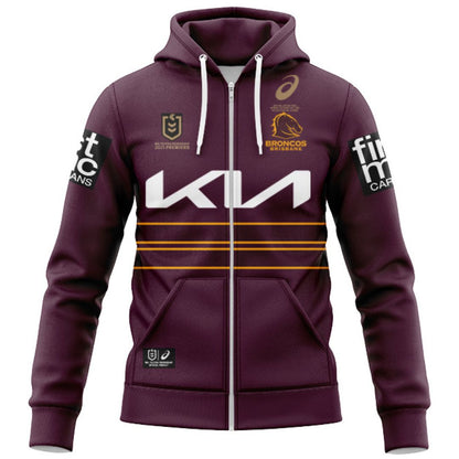 Brisbane Broncos 2025 Premiers Home Hoodie with Zipper