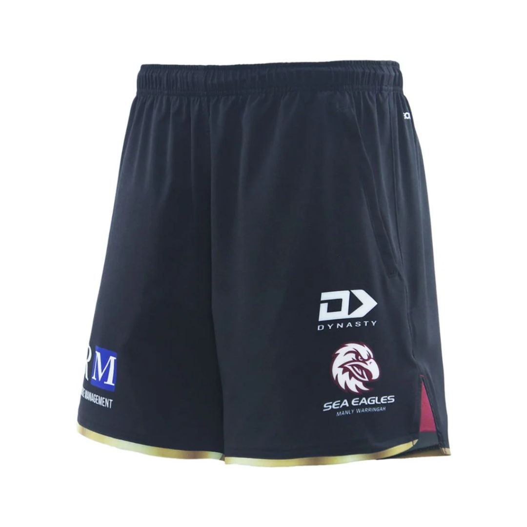 Manly Warringah Sea Eagles 2025 Long Black Gym Shorts